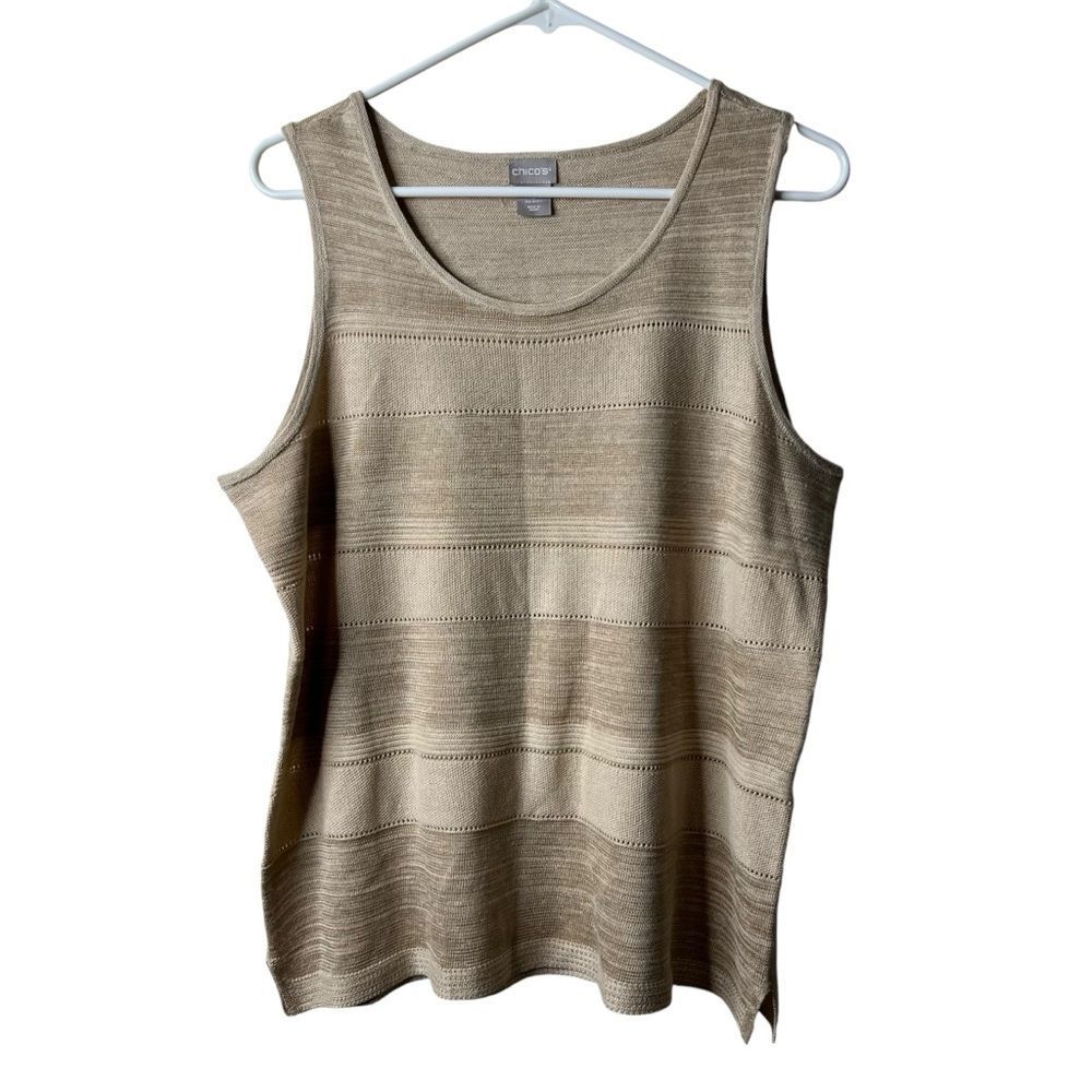 Chicos Beige Tan Mixed Knit Sweater Tank Top 2